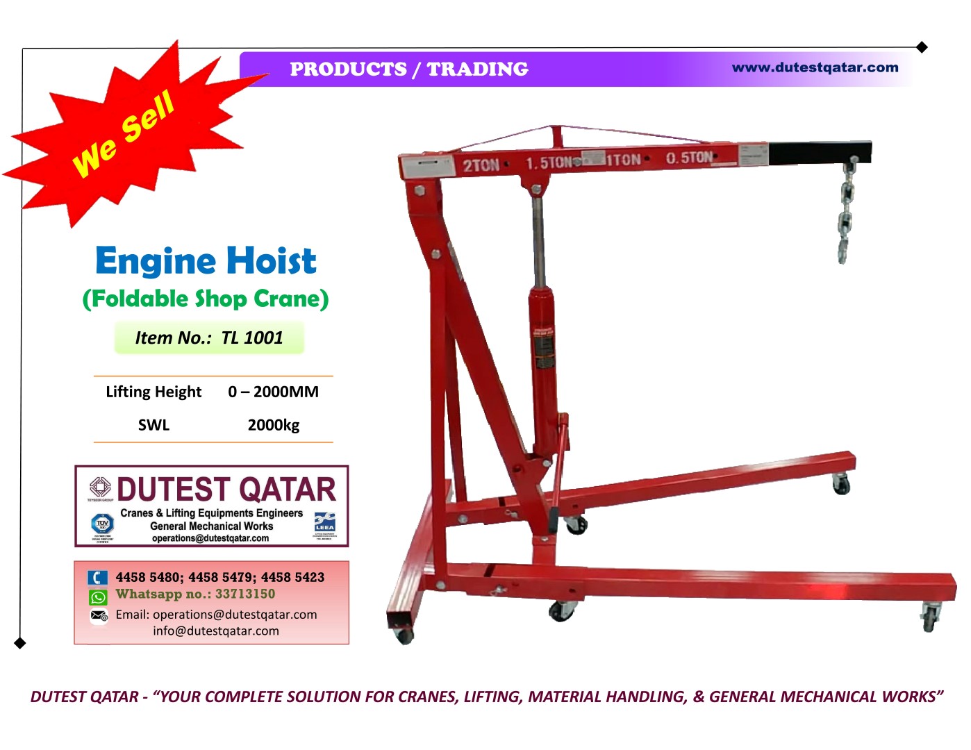 DutestQatar on X: Now Available: CRANE ACCESSORIES (Tool Box) - Capacity  500 Kg. (425 Lt.).. Call or 'whatsapp' us at 33713150. #DUTESTQATAR,   …  / X